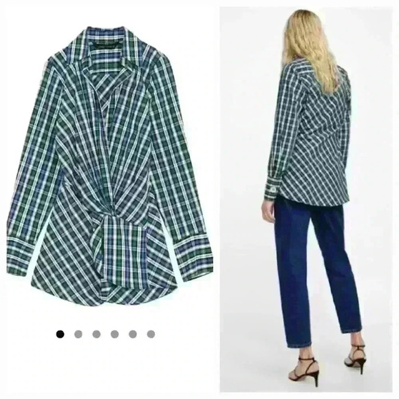 Zara Open Front Plaid Shirt - Picture 1 of 4